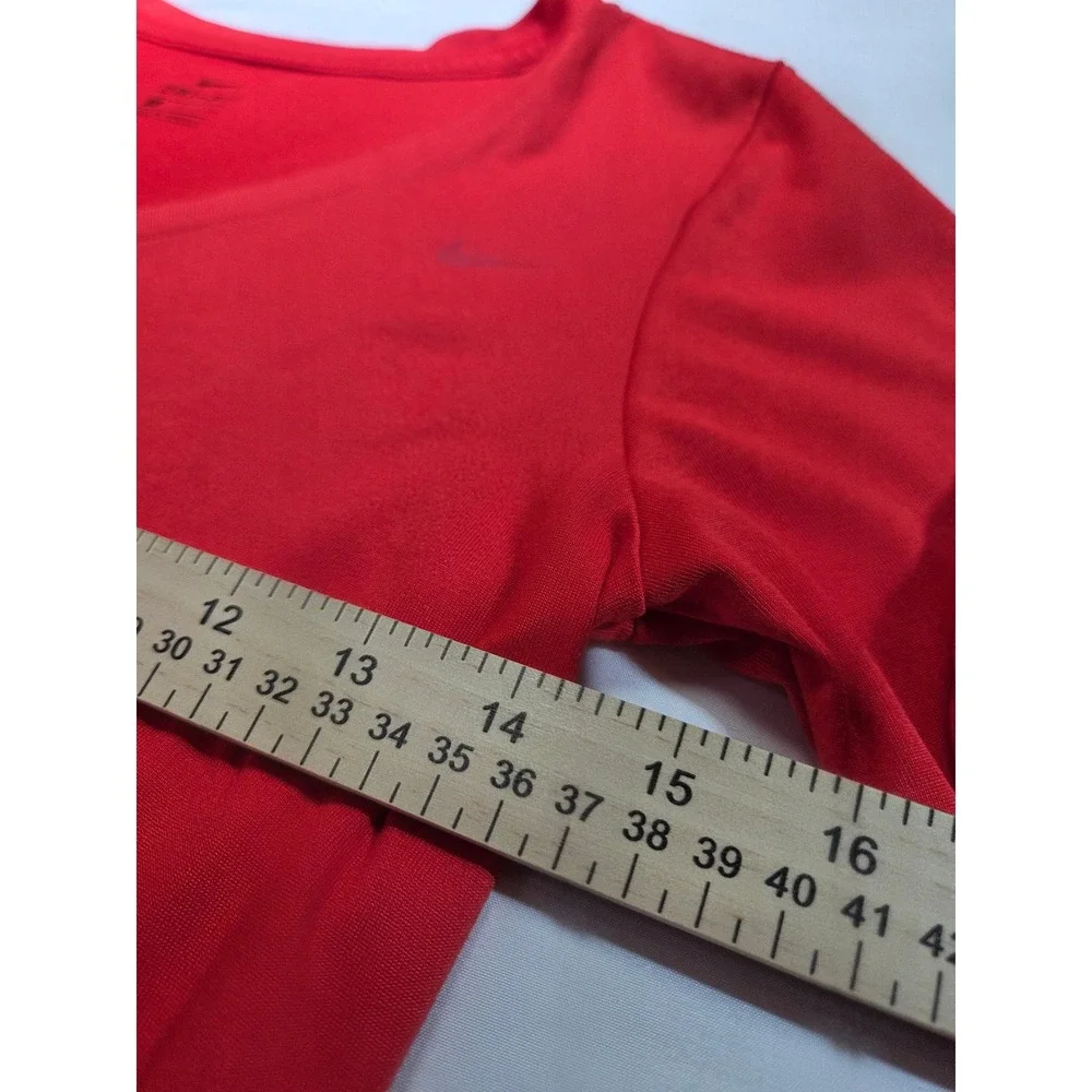 Nike Dri-FIT Womens Long Sleeve V-Neck Training Shirt Red Small Activewear